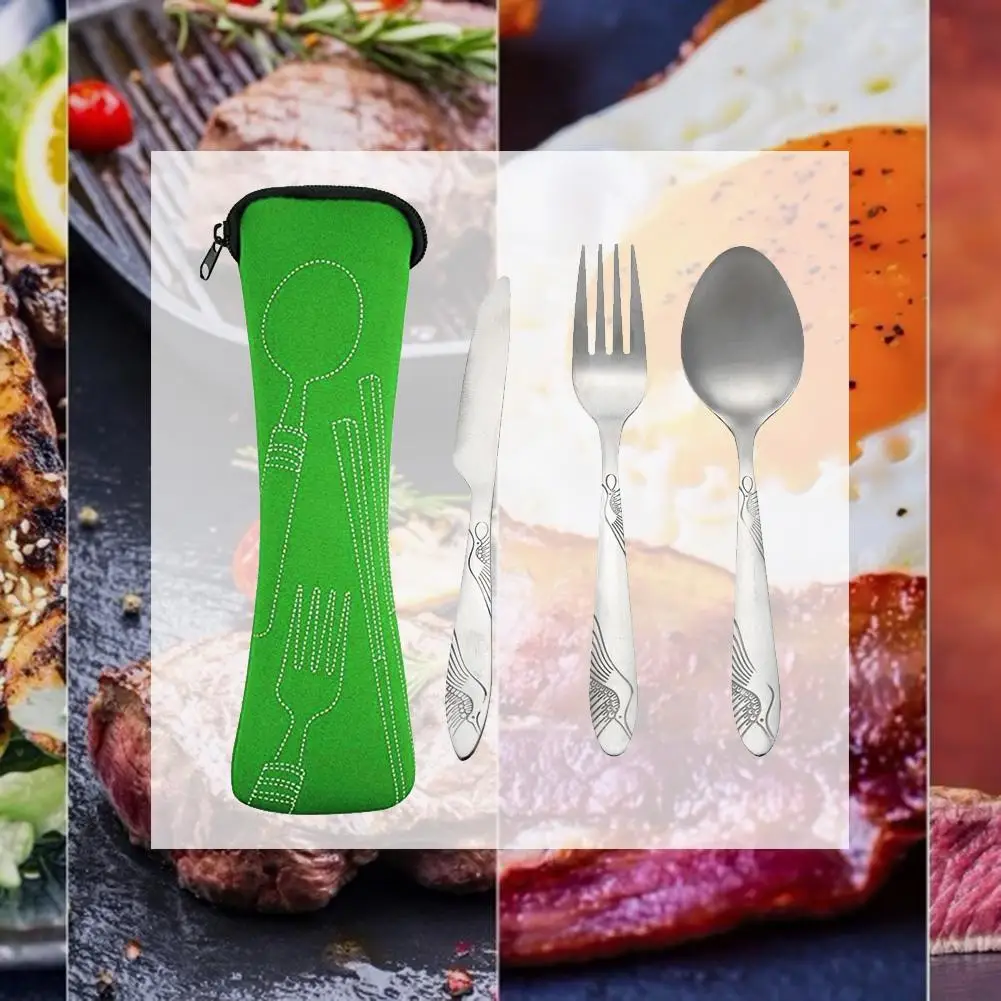 4 шт. Портативный Нержавеющая сталь столовая ложка вилка Ножи комплект