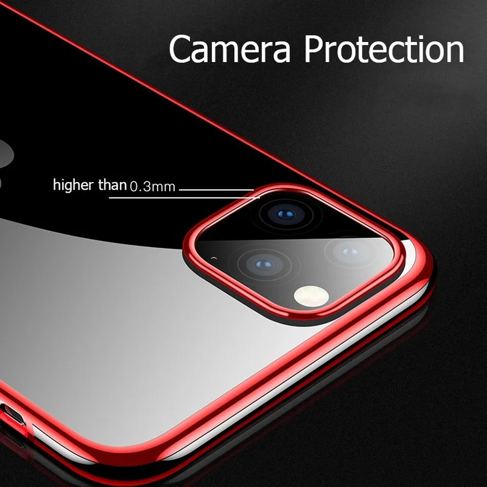 Luxury Phone Case for IPhone 11 Transparent Soft Silicone Shockproof Clear Hybrid Cover Pro Max Coque | Мобильные телефоны и