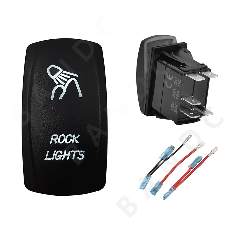 

ROCK LIGHTS Rocker Switch 5P ON-OFF SPST Белый светодиодный переключатель для автомобиля лодки Carling RV SUV Van, Джампер провода, автоаксессуары