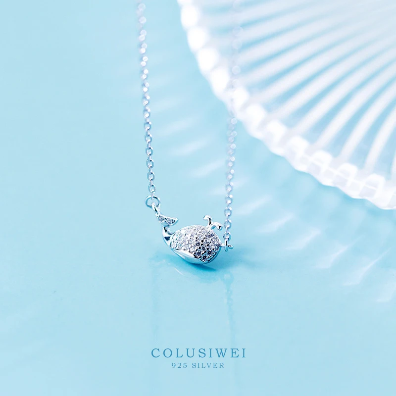 Colusiwei животное кулон с изображением Кита ожерелье для женщин стерлингового