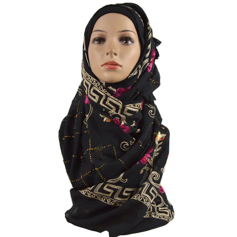 

Elegant Women Long Embroidery Cotton Scarf Wrap Ladies Shawl BMTR-5