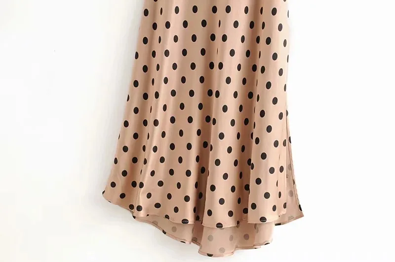 

Polka Dot Dress Woman Midi Spaghetti Strap Dresses Corset Dress Elegant Chiffon Summer Slip Robe 2021 Sundresses V Neck With Bow