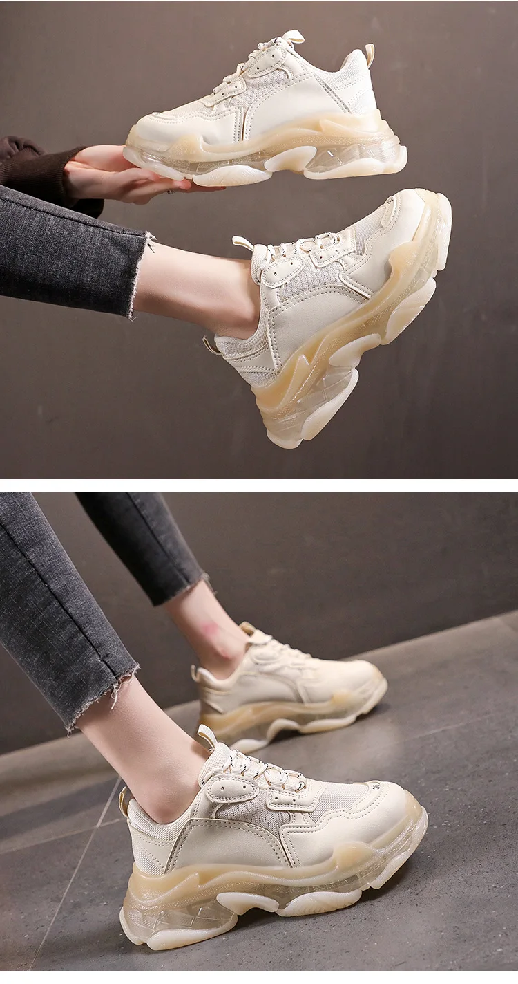 Women's Chunky Sneakers Thick Bottom Platform Vulcanize Shoes Fashion Breathable Casual Running Shoe for Woman Female Dad Shoes