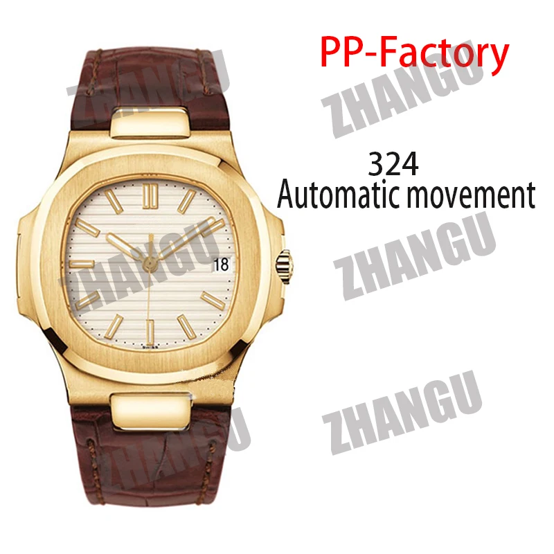 

AAA Automatic Watch Men's Watch Nautilus 5711 PPF V4 1:1 SS White Textured Dial Leather Strap 324CS Best Version