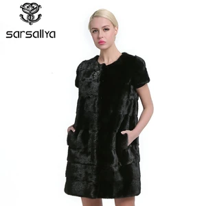 SARSALLYA 100% Настоящее Жилетка Норки Длинные Зимы Женщин Меховой Жилет Высокое Качество Норки Пальто зима настоящее меховой жилет ЖИЛЕТКА-ТРАНСФОРМЕР