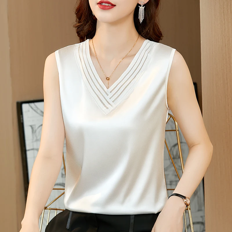 

Summer Women Tank Tops Sexy Crop Vest Solid Satin Clothing Female Off Shoulder Hollow Out Lace White Vintage Women Basic Tops OL