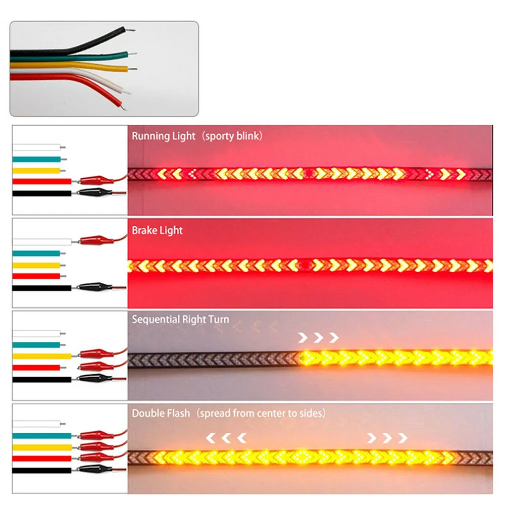 

12V Car Tailgate LED Lights Truck Tailgate LED Lamp Bar Red Running Turn Signal Brake Reverse Backup Tail light Strip Car lamps
