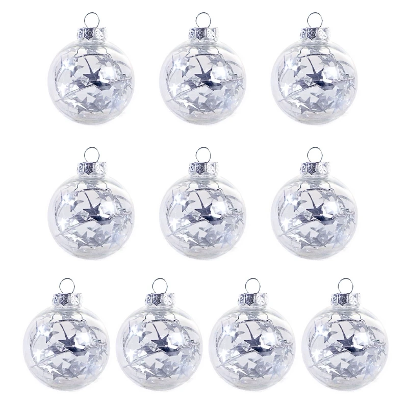 

10 Pcs/set Classic Transparent Christmas Balls Multi-color Xmas Tree Pendant Wall Window Gift for Home Office Party Deco 87HA