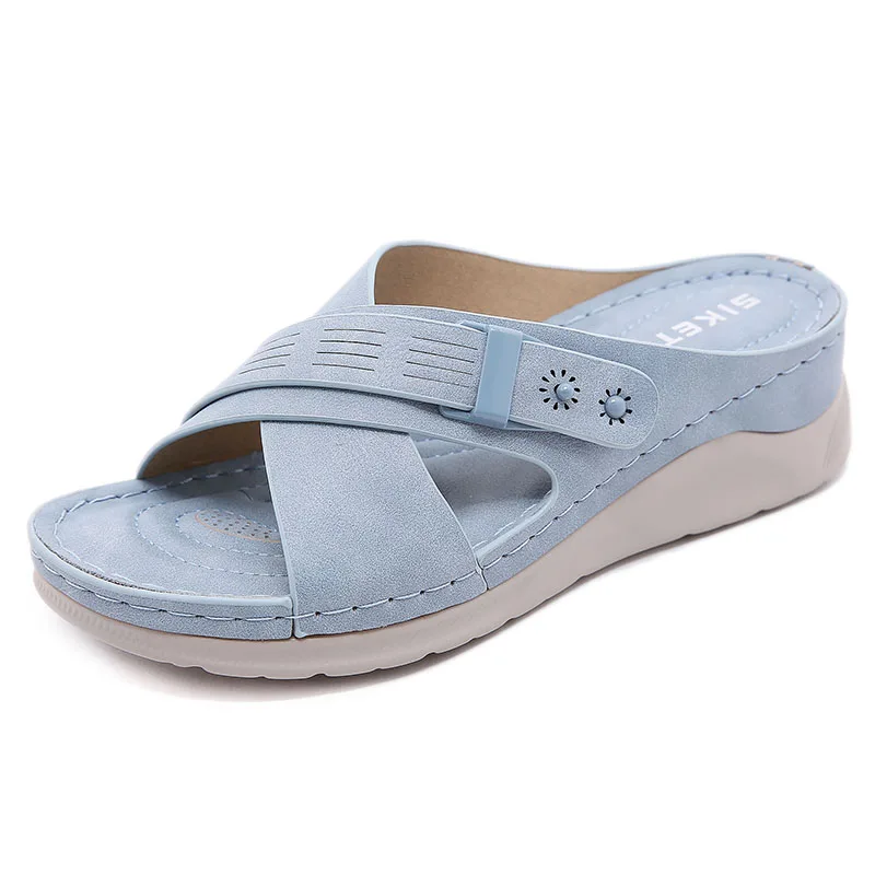 

2021 Summer Beach Women Shoes Slippers Thick Sole Wedges Lady Sandal Big Size