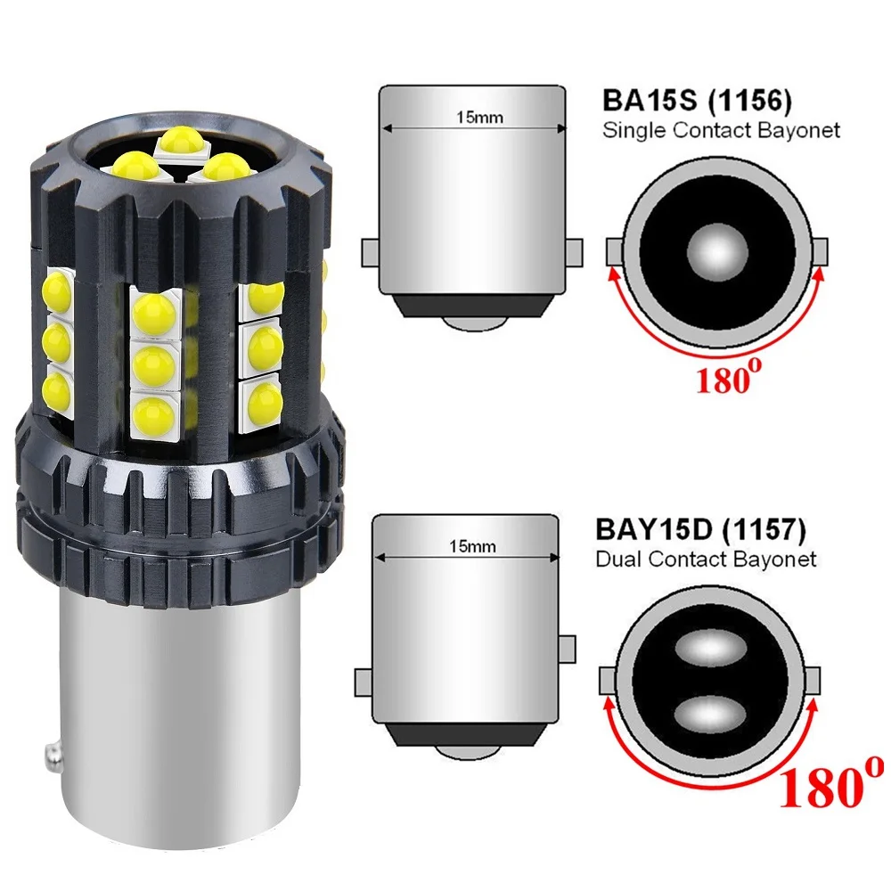 2 шт. Новинка 1156 BA15S P21W 1157 BAY15D P21/5 Вт Супер ярсветодиодный ная лампа заднего хода