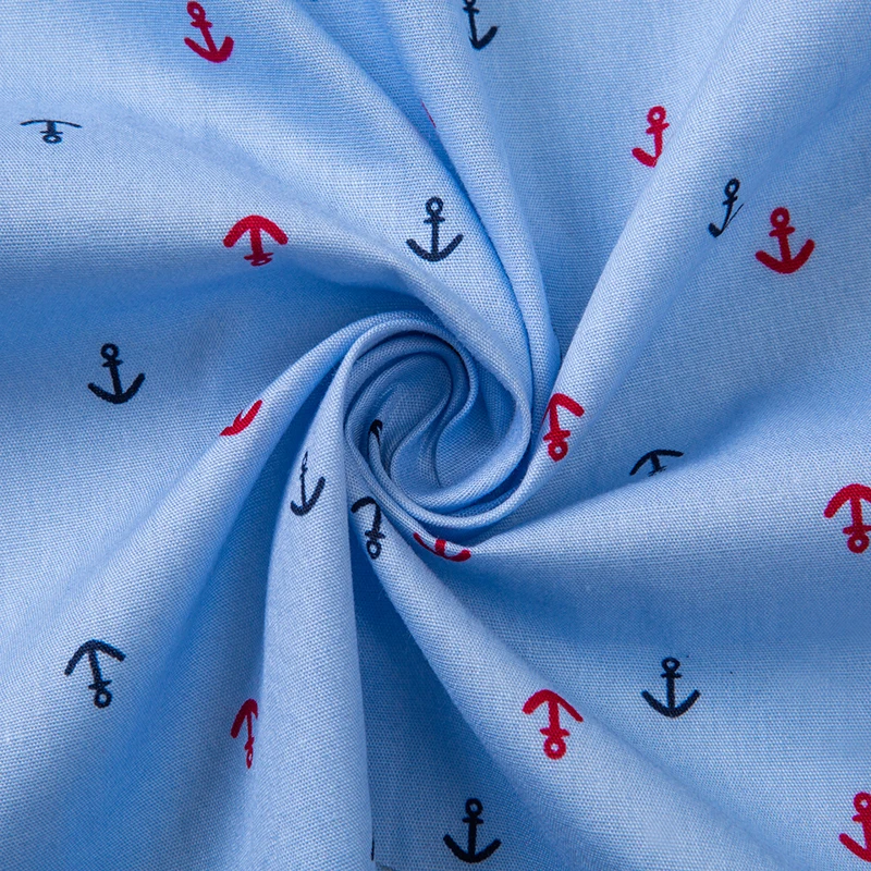 Ткань из 100% хлопка для детской рубашки саржевая ткань с принтом якоря