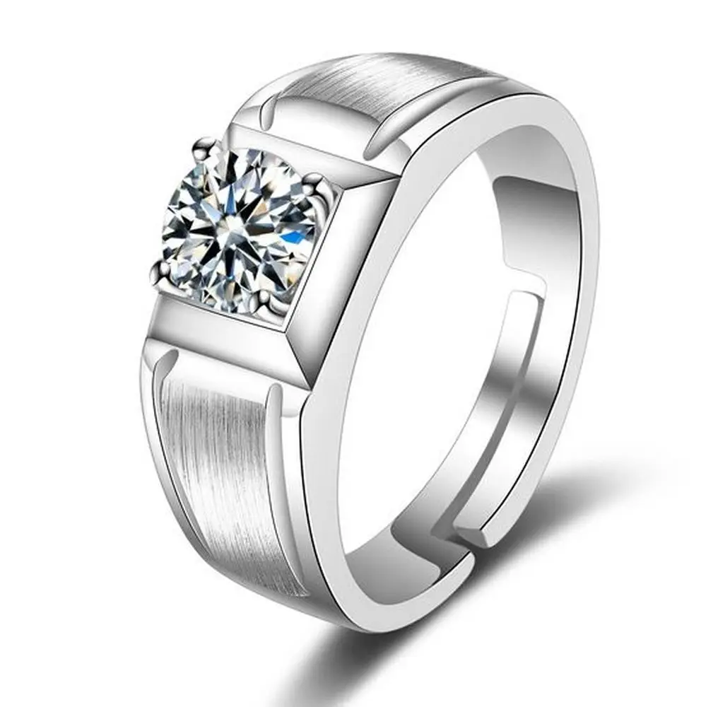 Мужское обручальное кольцо из серебра 925 пробы с платиновым покрытием | Украшения