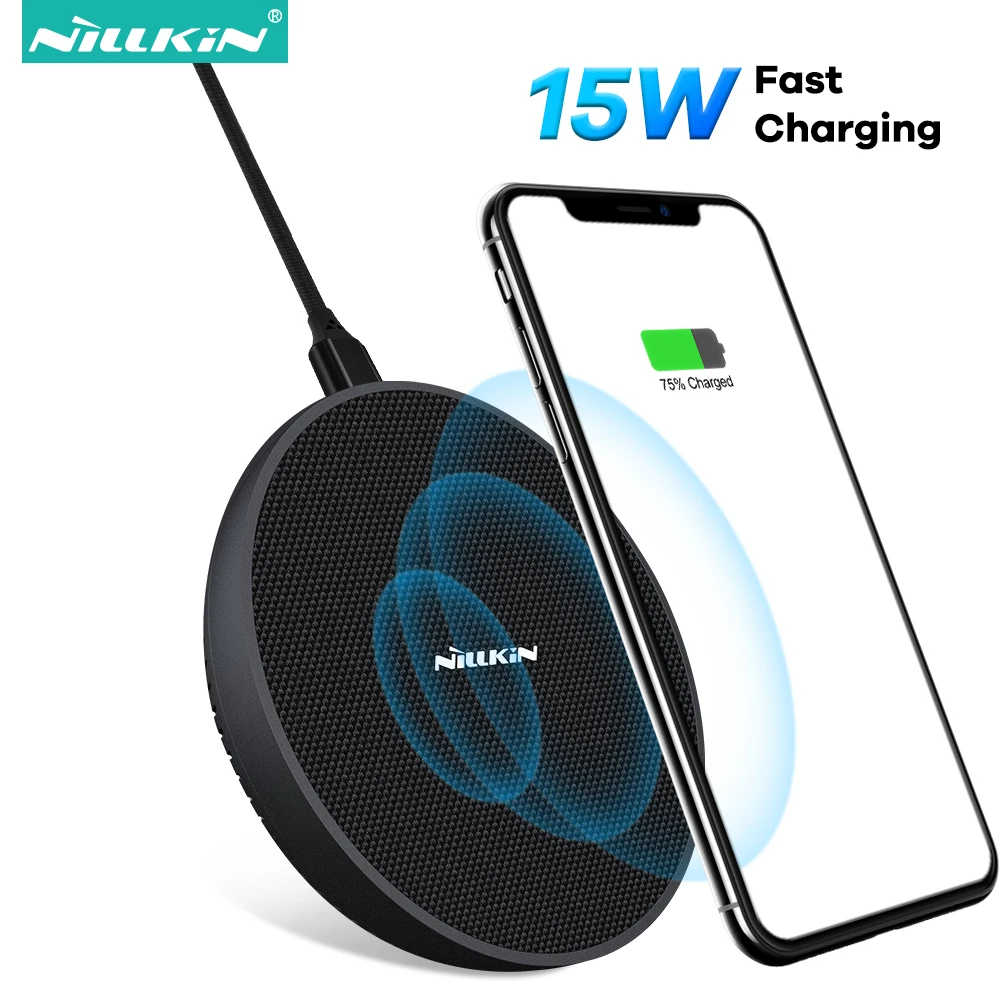 

NILLKIN 15 Вт Быстрое беспроводное зарядное устройство для iPhone12 11 Pro X XS Qi Беспроводная зарядная панель с охлаждающим вентилятором для Samsung Note20 S20 + S20