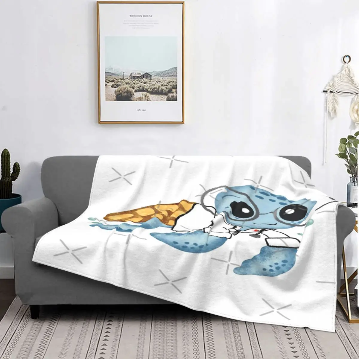 

Dr Turtle-Manta a cuadros para cama, edredón con capucha, manta textil de lujo para el hogar