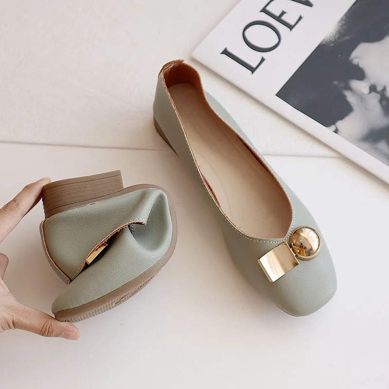 

Soft-soled Fairy Style Loafers Shoes Female Spring/summer 2021 New Flat-heeled Shallow Mouth Square Toe Lazy One-foot Shoes