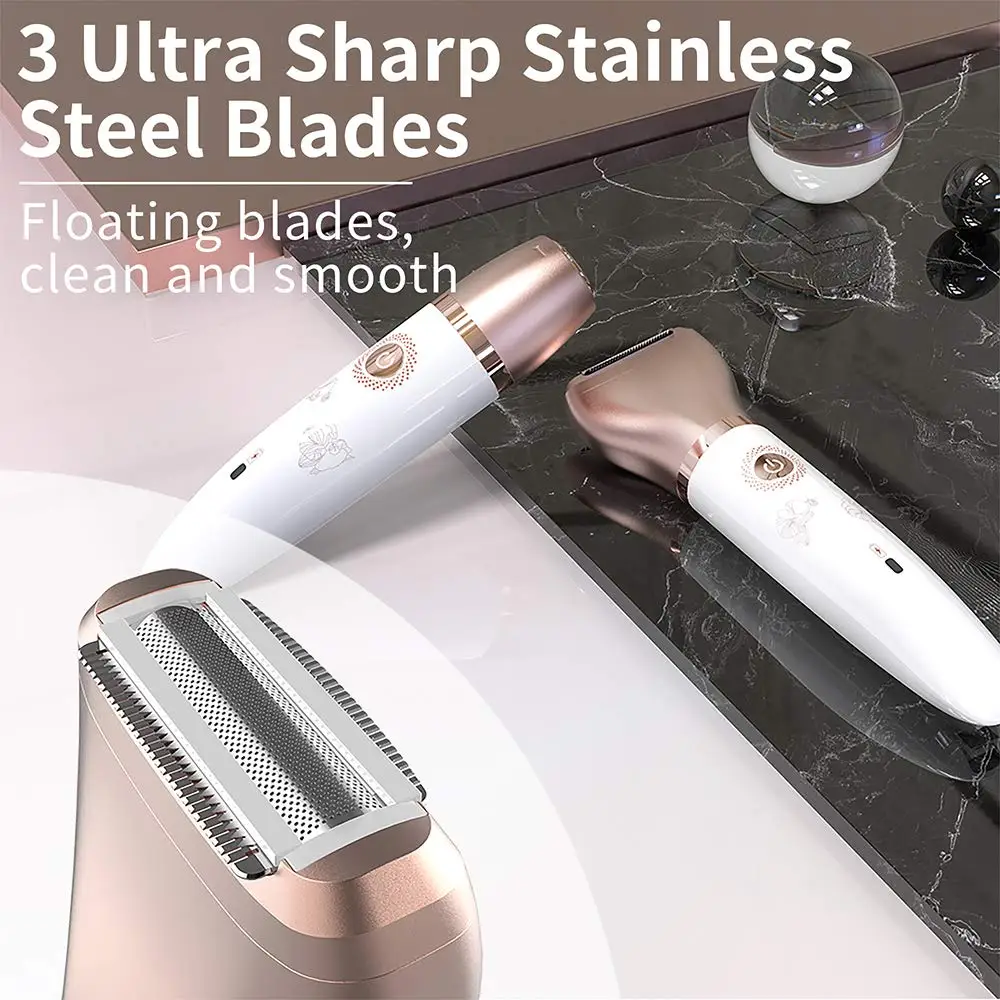 

Electric Razor for Women,Wet & Dry Painless Rechargeable for Legs Underarms and Bikini Pop-Up Trimmer 2 Changeable Trimmer Heads