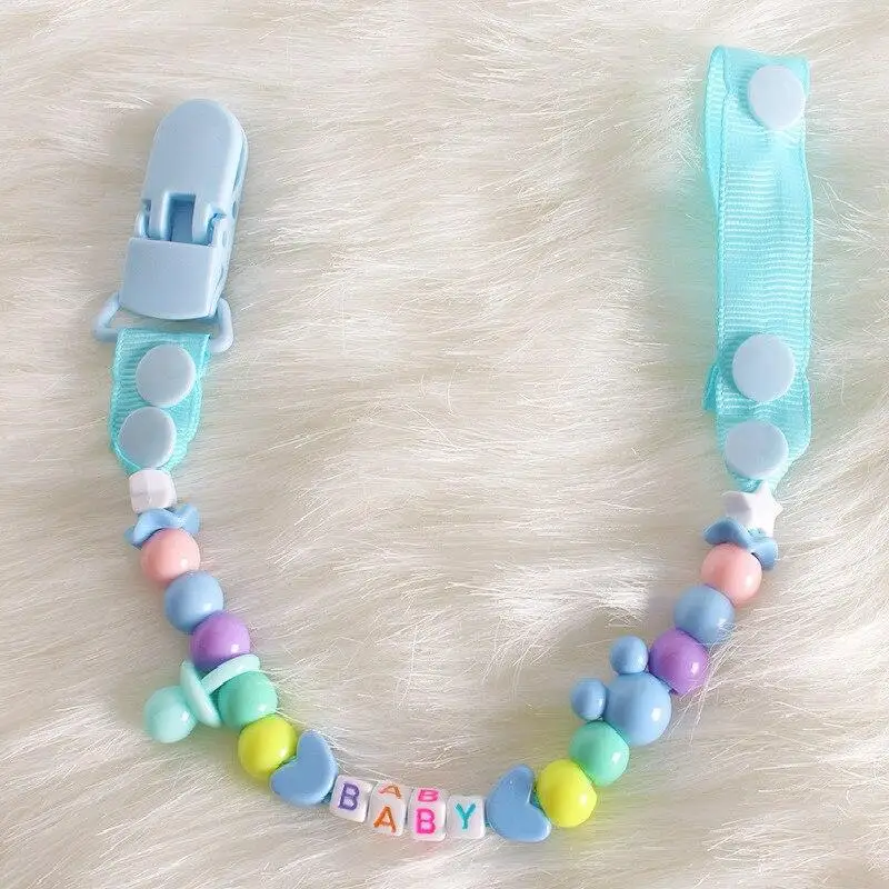 

Baby Pacifier Clips Newborns Beads Anti-lost Chain Toys Newborn Baby Dummy Pacifiers Clips for Teether Nipples Baby Shower Gift