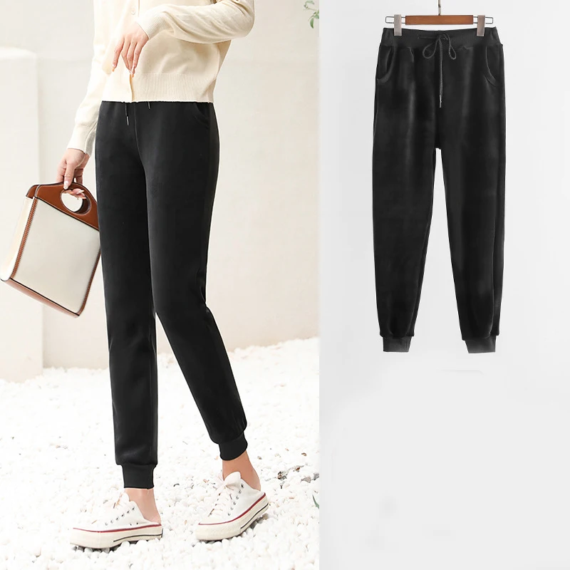 Зимняя утолщенная верхняя одежда из бархата Хлопковые брюки Повседневные