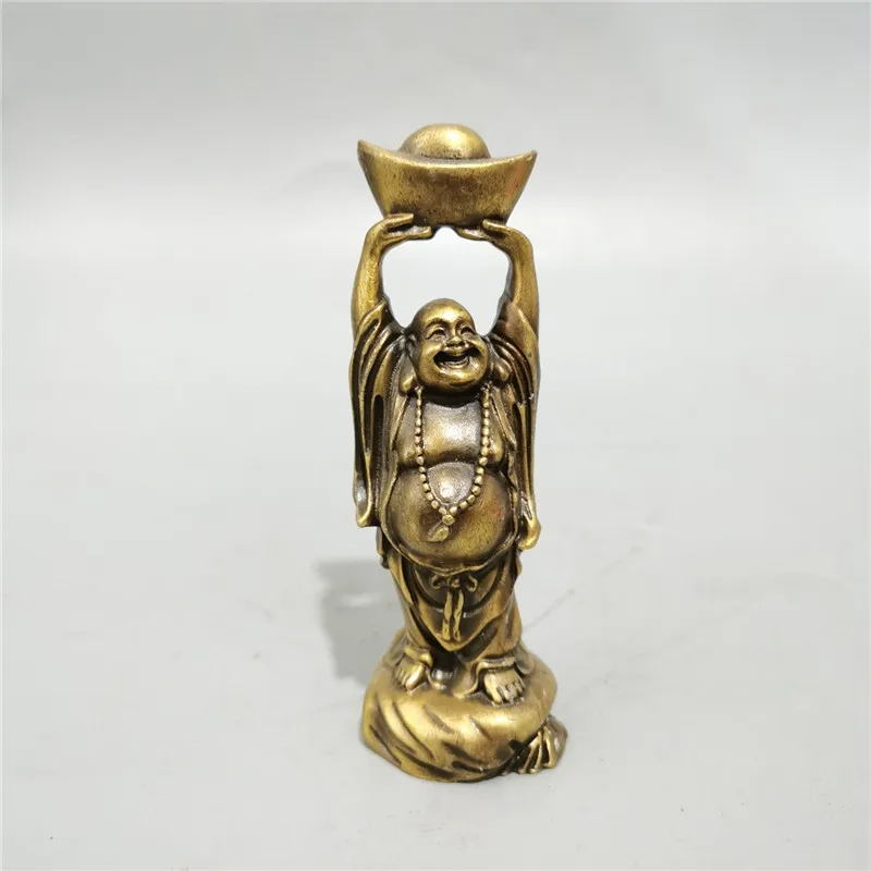 

Chinese Old Copper Statue Of Pure Copper Copper Lucky Fortune Into Maitreya Buddha Worship God