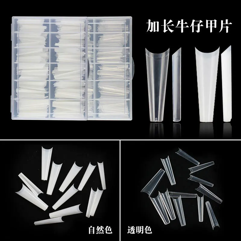 

240 шт XXL насадки для гроба Экстра длинные кончики для ногтей для гроба-240 шт XXL C изогнутая форма гроба кончик для ногтей прозрачный половинный...