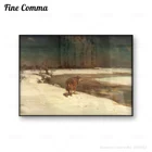 Ретро волк картина волк на фоне зимнего пейзажа одинокий волк животное фотография на холсте Картина декор