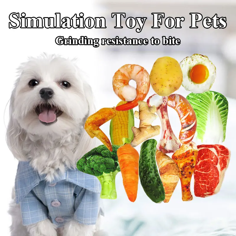 

Bite Resistant Squeaky Interactive Training Toy Dog Cat Chew Toys Pets Simulation Food Toys Cute Practical Throwing Pet Supplies