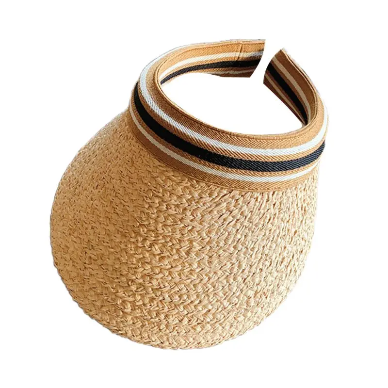 Женский соломенный солнцезащитный козырек из рафии шляпа пустая верхняя