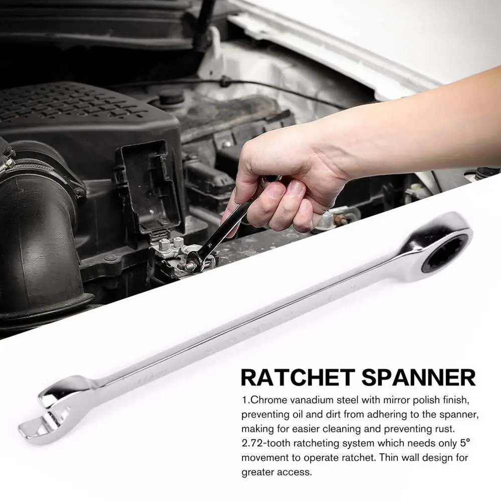 

7-32mm Chrome Vanadium Steel Ratchet Combination Wrench Set Torque Gear Spanner Wrenches Set and A Set of Key Hand Tools