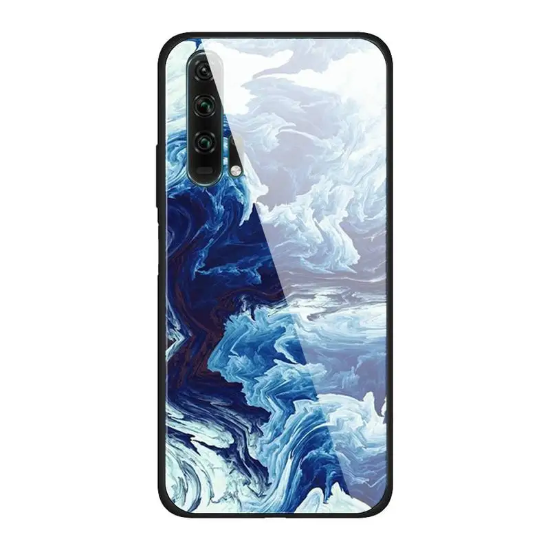 

Marble Texture Watercolour Painting For Huawei Mate 9 10 lite 20Pro&Tempered Glass Back Cover For Honor 7A 8X 9 10 V10
