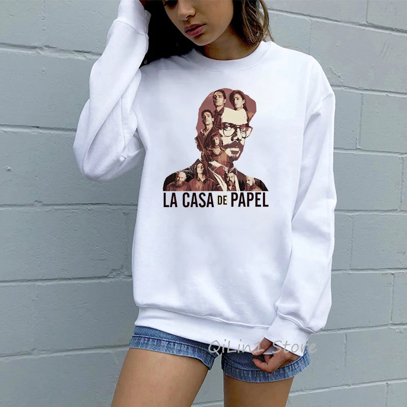 82435 O The House Of paper забавные толстовки для женщин и мужчин, свитер с длинными рукавами и надписью Money Heist sweat femme La Casa De Papel - Цвет: 82435 O