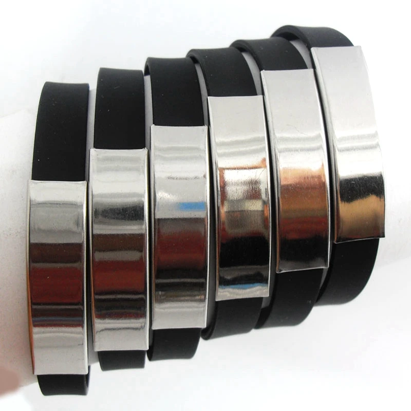 12 шт. простые черные силиконовые браслеты из нержавеющей стали оптовая продажа