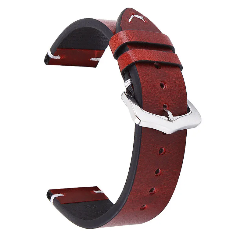 Кожаный ремешок с масляным воском винтажный цветной для наручных часов мужской