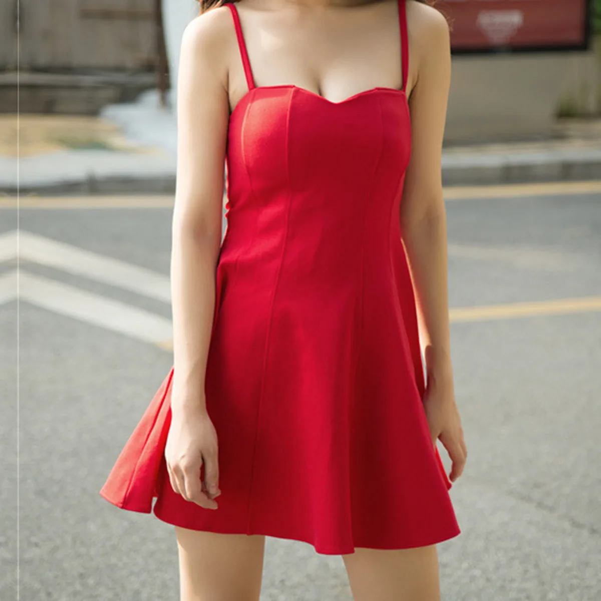 

BacklakeGirls 9 Colors Solid Color Mini Dress With Suspender Sexy And Gentle Short Cocktail Dress Swing A Line Party Dress