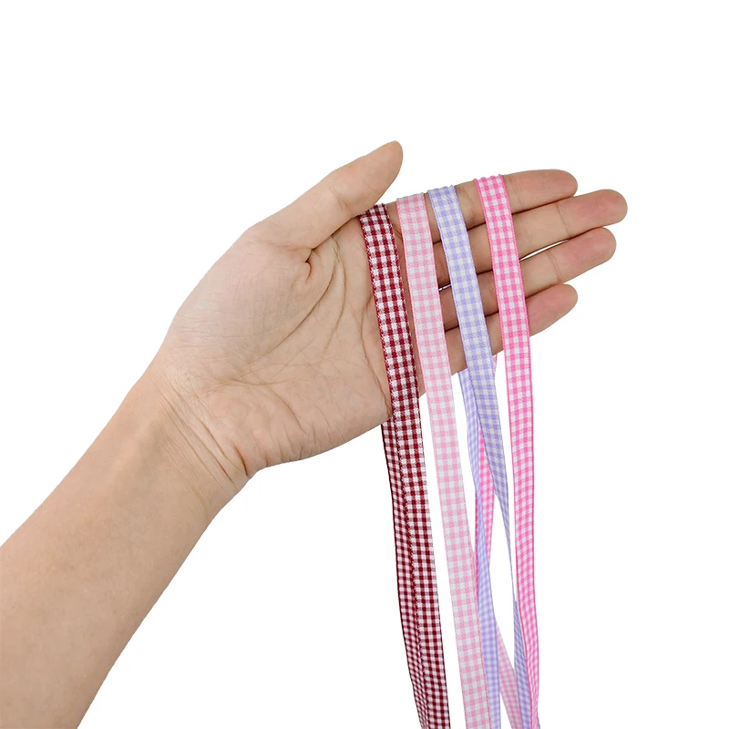 

25yards*1cm Lattice Plaid Ribbon Grid Printed Polyester Ribbons Party DIY Gift Wrapping Decoration Home Handmade DIY Accessories