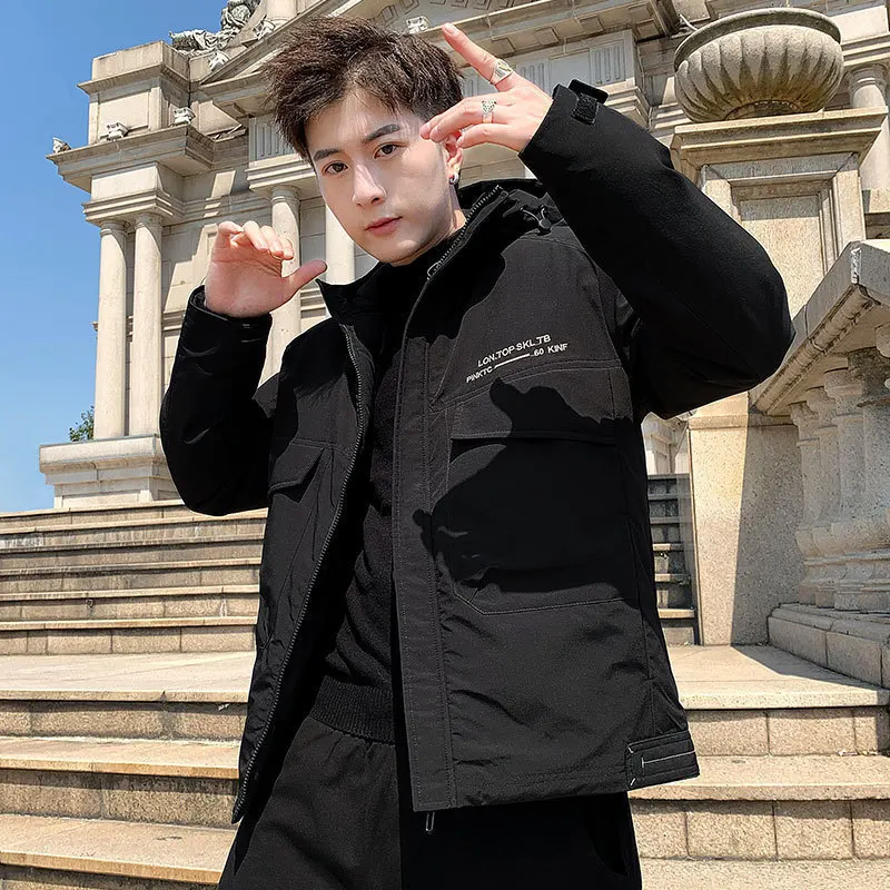 Men's Plus Size Casual Hooded Cotton-padded Jacket Korean Version of The Trend Plus Cotton Down Padded Jacket Winter Coat Men