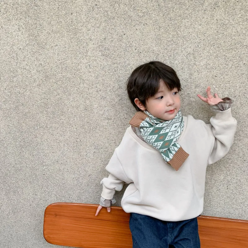 Винтажные клетчатые Детские шарфы Осень-зима 2022 теплый вязаный воротник