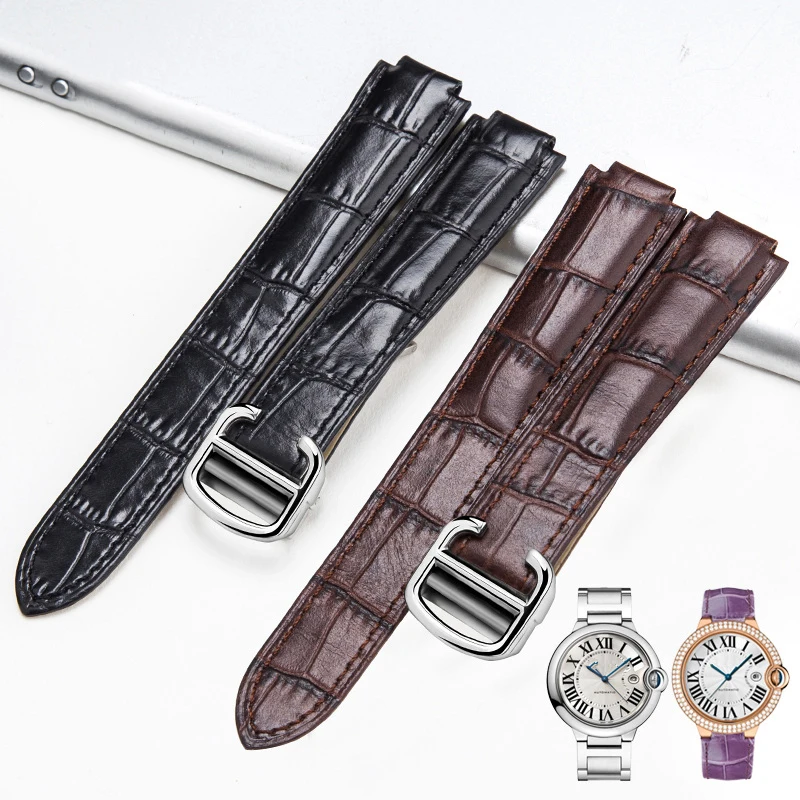 Ремешок для наручных часов из натуральной кожи браслет с пряжкой золотистого