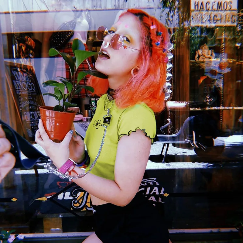 

European American Style Girly Tops Tees Navel Flower Embroidered Short-Sleeved T-shirt Women's Slim-Fit round Neck BaseShirt