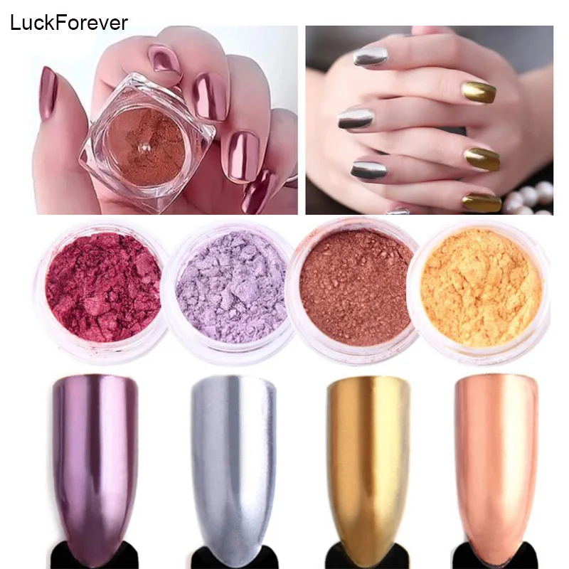 Зеркальный эффект для ногтей хромированный пигмент дизайна металлическое