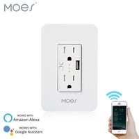 smart wall socket with usb 2 plug outlets work with alexa google home no hub required by smart lifetuya app remote control