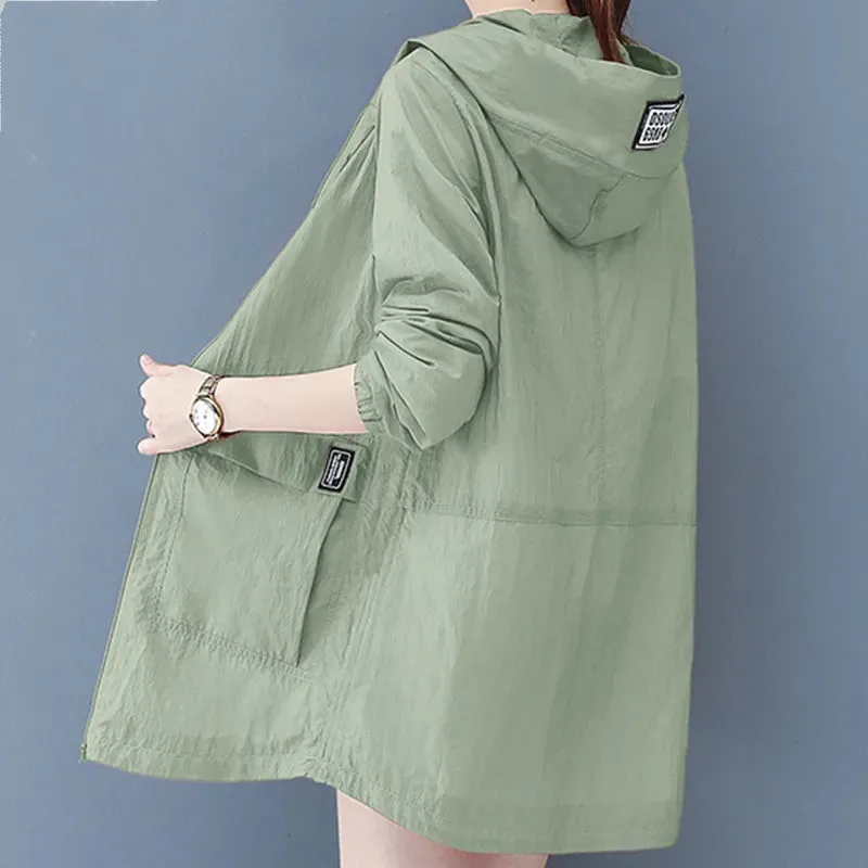 

Loose Large Size 6XL Sun Protection Clothing Women's 2021 Summer Korean Anti-Purple Line Ultra Thin breathable Jacket Mother Top