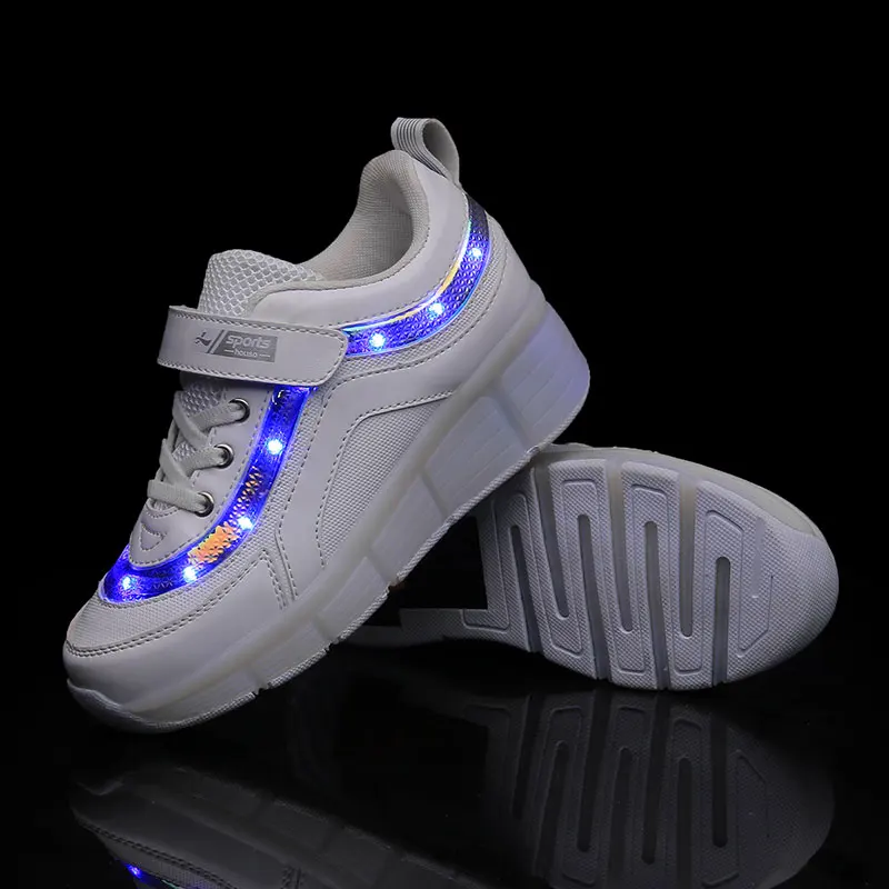 Новые детские светящиеся кроссовки Heelys, детская обувь для роликовых коньков, детские туфли со светодиодной подсветкой, кроссовки для мальчиков и девочек с колесами