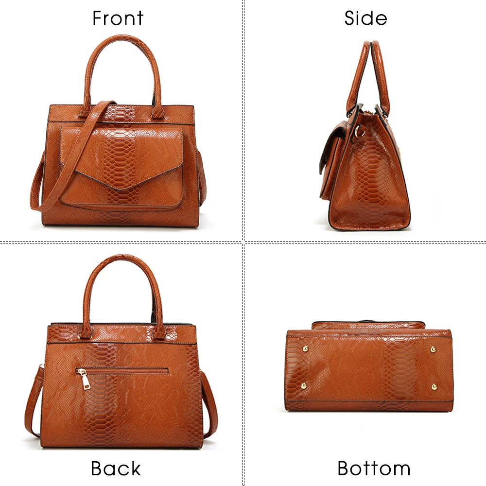 Herald Fashion Serpentine Women Top-handle Bag Female Leather Shoulder Causal Totes High Quality Vintage Ladies' Handbag |