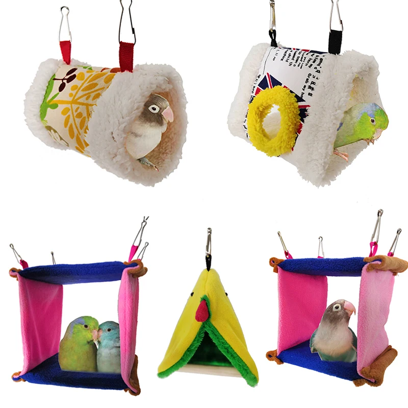 square bird parrot nest soft plush bird parrot hammock warm hanging bed for pet cave cage hut tent toy house for small animals free global shipping