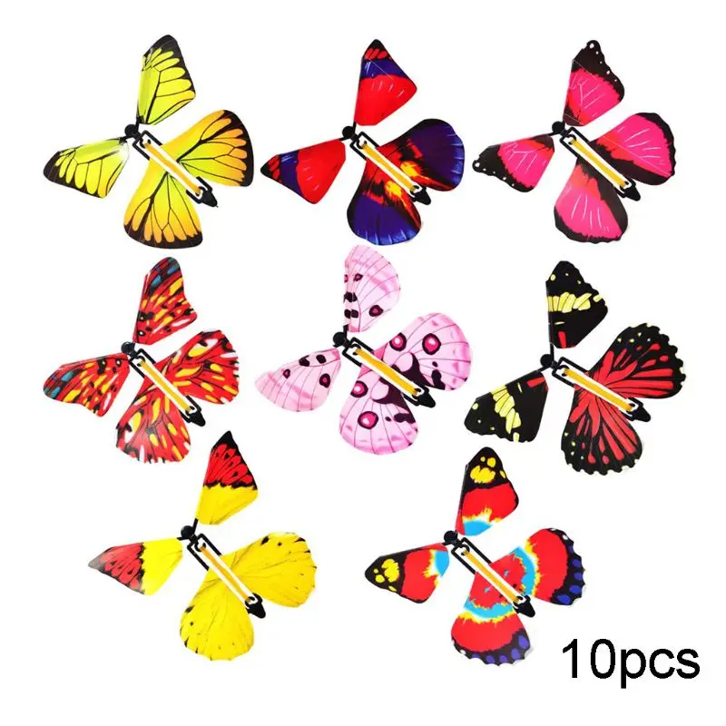 

10 PCS Flying in the Book Fairy Rubber Band Powered Wind Up Butterfly Toy Great Surprise Gift