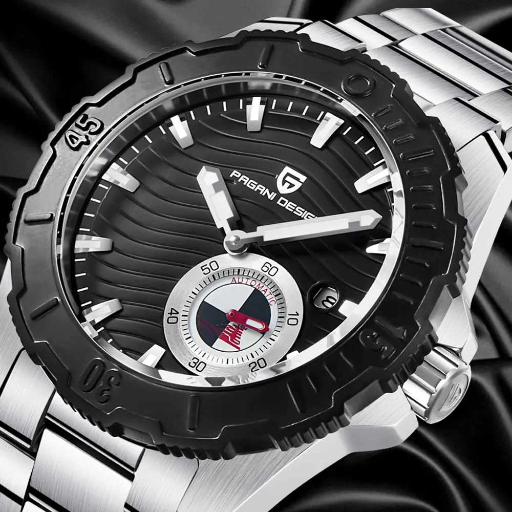 46 мм Pagani Дизайн черный циферблат Дата Секундомер нержавеющая сталь мужские Часы