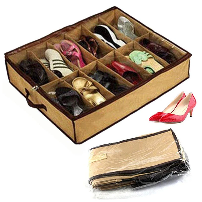 Стойка для обуви пыленепроницаемый шкаф нетканый креативный под кроватью 12 пар