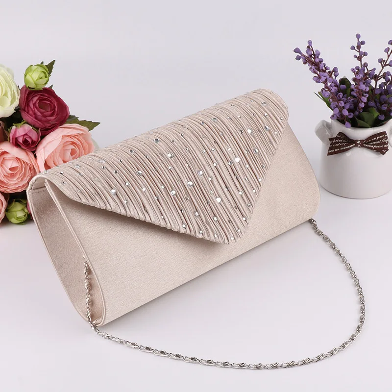 

Women Evening Clutch Bag Diamond Clutch Female Crystal Clutch Wedding Purse Party Banquet Black/gold Silver Two Chain 2021 Hit