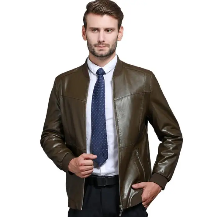 Куртка мужская из овечьей кожи модная деловая Повседневная Верхняя одежда
