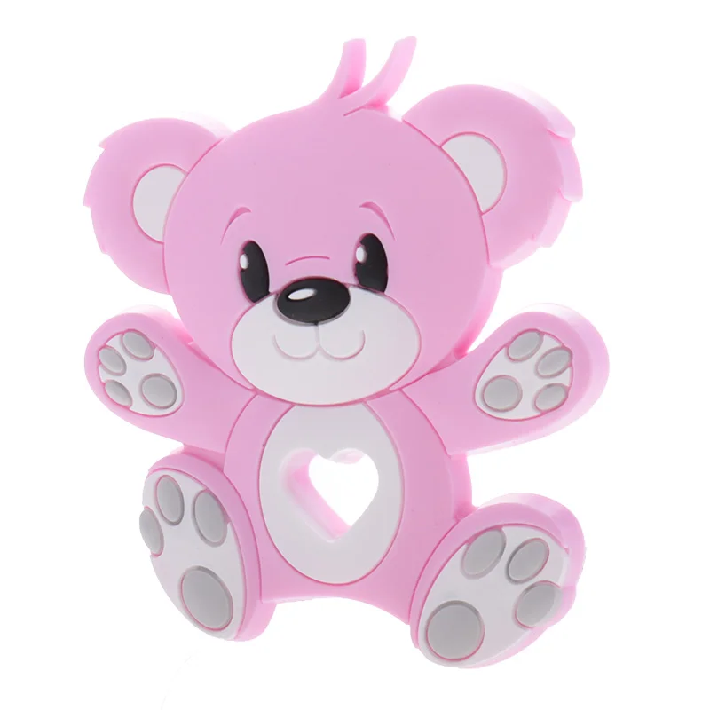 Mordedor de silicona con forma de oso para beb&eacute;, collar de dentici&oacute;n de grado alimenticio para reci&eacute;n nacido, accesorios de cadena para chupete, juguete colgante para roedores, regalo gratis de BPA, 10 Uds.-4